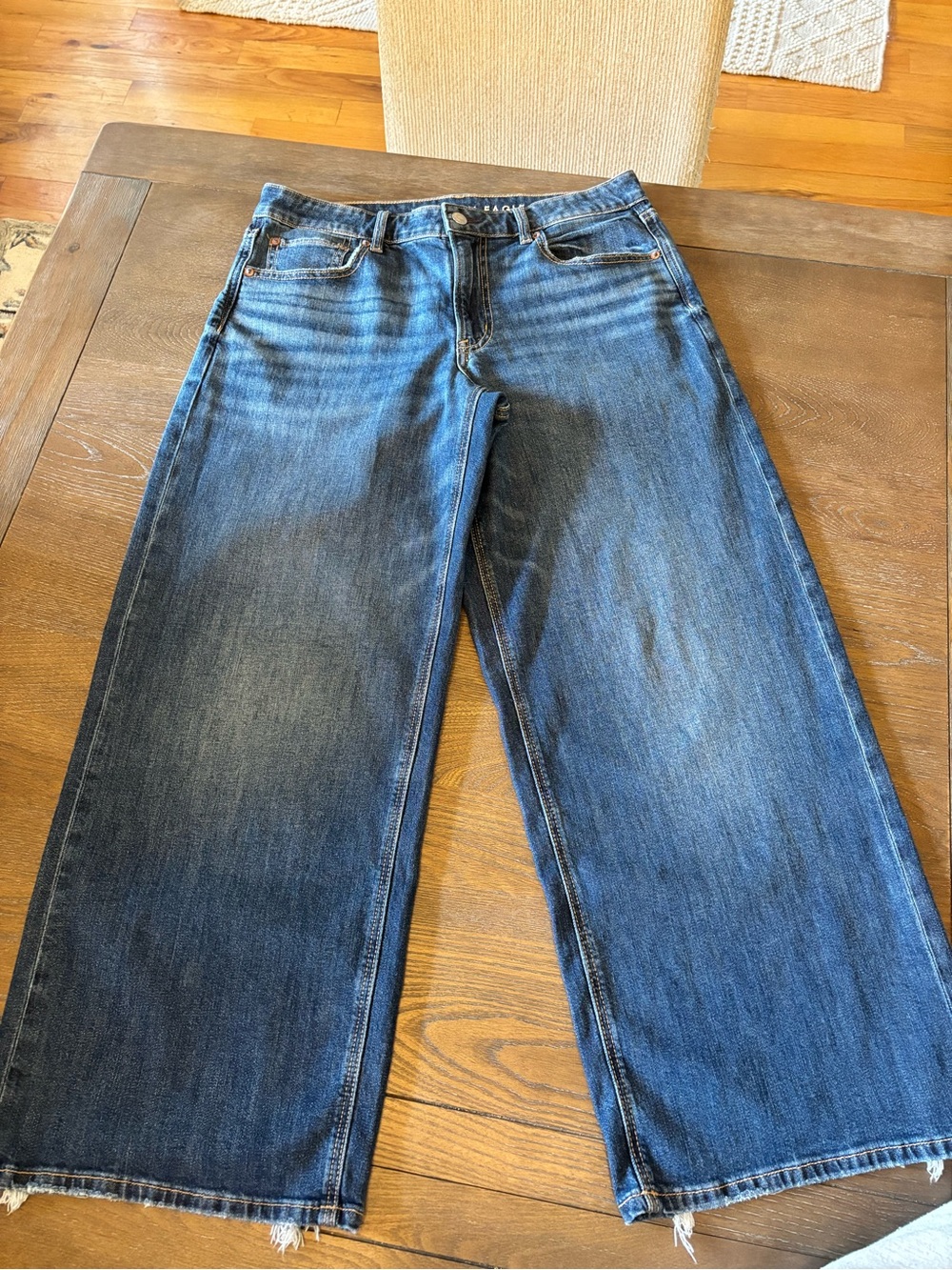 American Eagle Outfitters Wide-Leg Jeans in Blue Denim